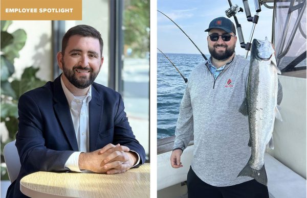 Before and after photo of Grant Small showing his 110-pound weight loss after one year of improved diet, exercise, and daily routine.